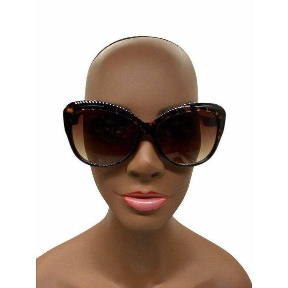 Hatcher Oversized Sunglasses Flower Frame Womens Brown Gradient Lens Polycarbona - Picture 3 of 12